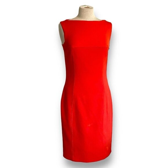 Ralph Lauren Black Label Womens Dress Sz 8 Orange Stretch Wool Sheath USA Made - Picture 5 of 13